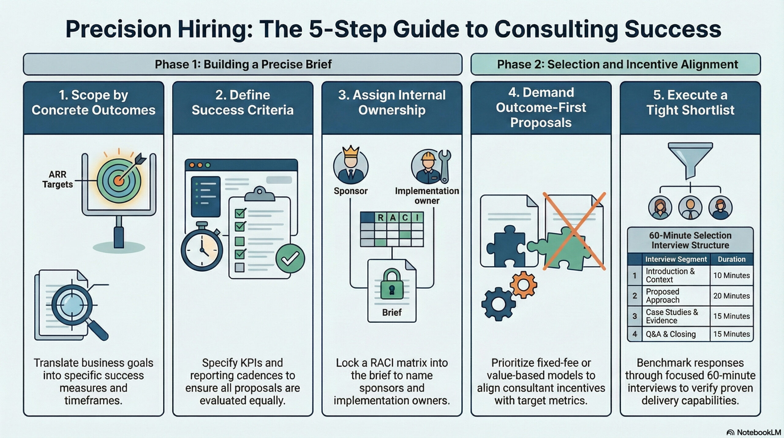 Precision hiring 5 step guide to business consulting success infographic — LaRubie business consulting Canada