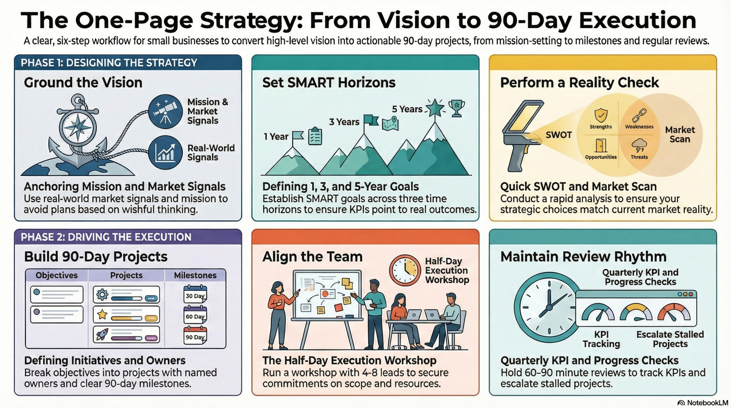 One page strategy plan infographic for small business owners — LaRubie Small business consultant Canada